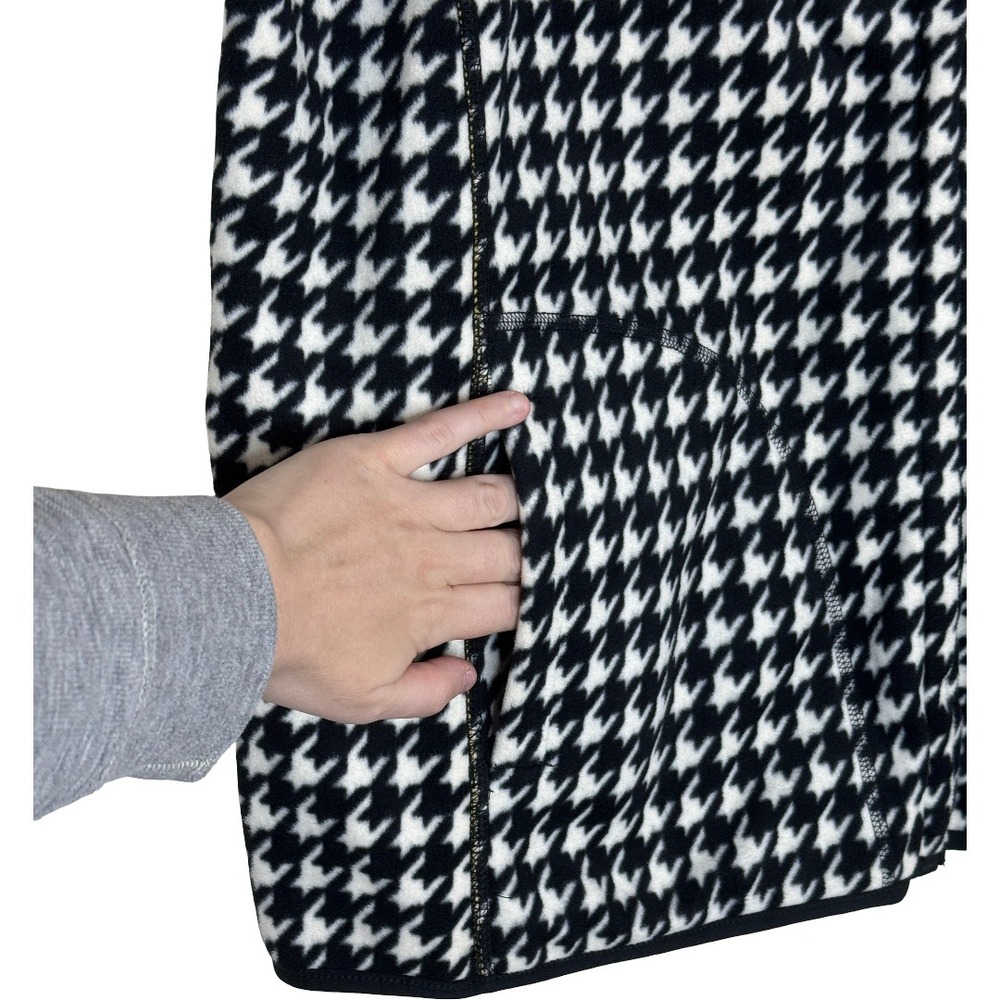Reversible Fleece Vest Womens 2X Black White Houndstooth Mustard Yellow Full Zip - Picture 11 of 11